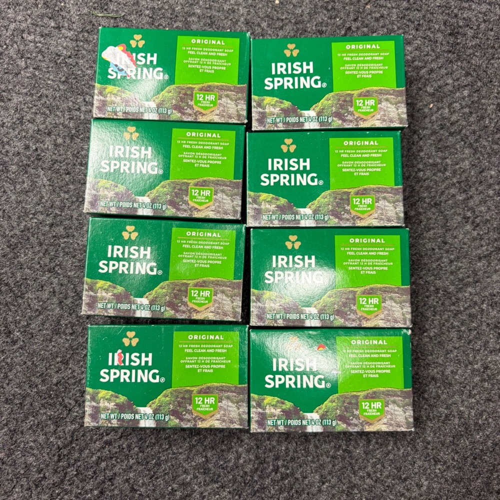 Irish Spring Original Deodorant Bar Soap 4 oz 8 Count Bulk Lot Fresh Scent